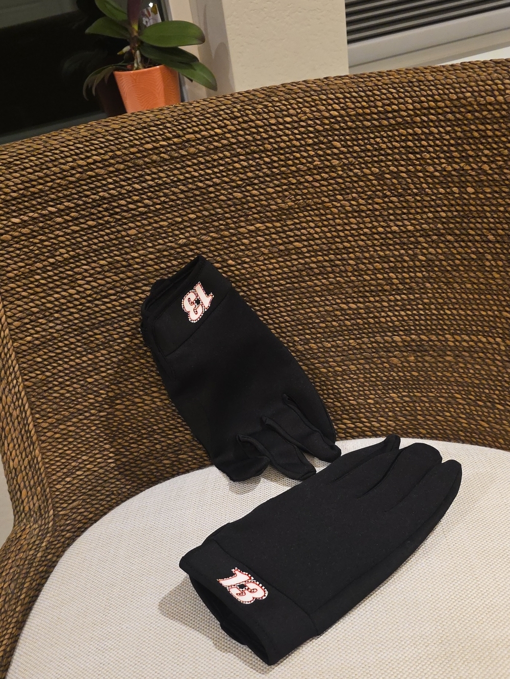 Black Racer Gloves with '13' Accent